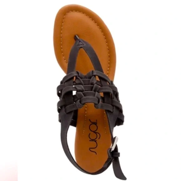 Women’s Open Toe Sandals Sugar Simone Demi-Wedge Sandals Black Size 9 NEW - Picture 4 of 5